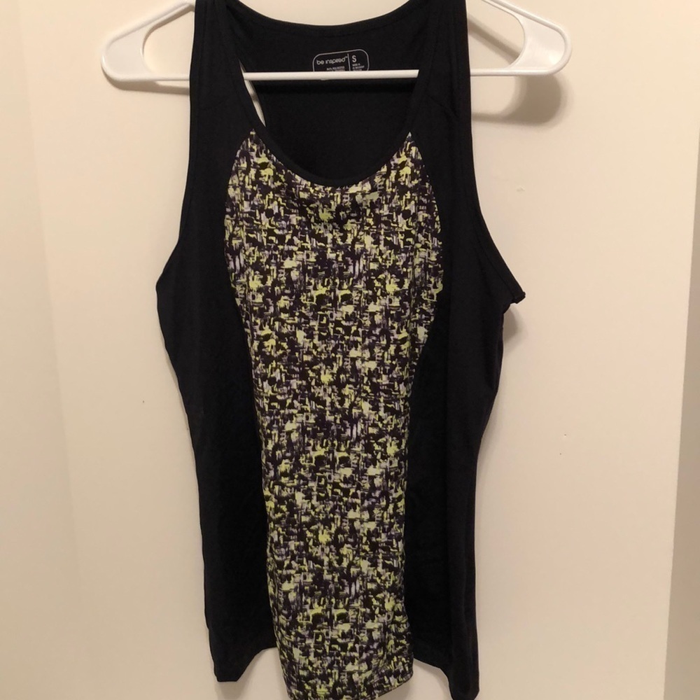 Be Inspired  sports top, black, yellow . Sz S